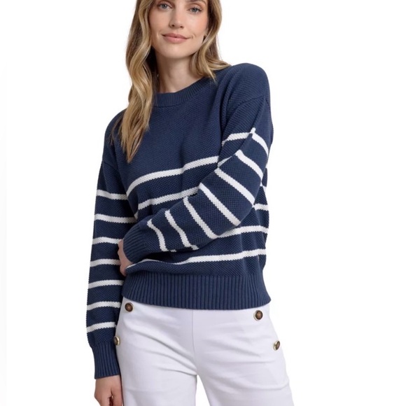 Southern Tide Sweaters - Southern Tide Halsey Stripe Cree Neck Sweater M